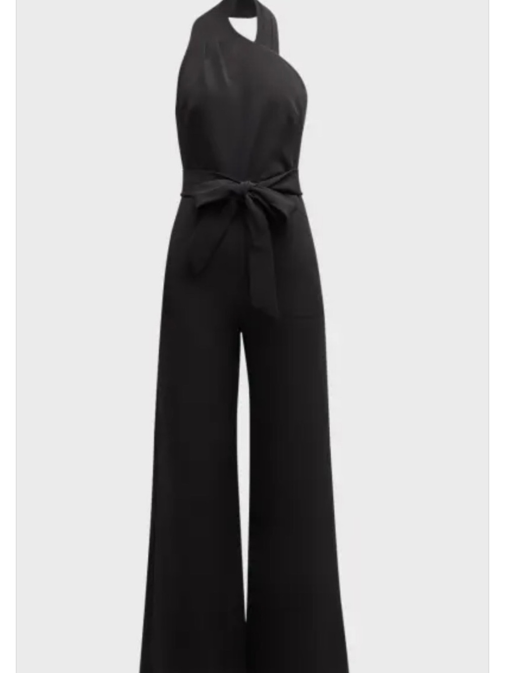 Milly Black Halter Tie-Waist Wide-Leg Jumpsuit
